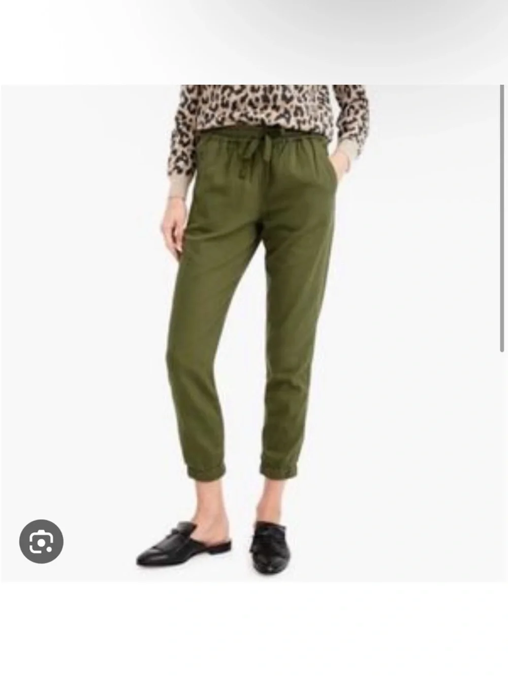 J. Crew Olive Green Drawstring cropped pants size 2
